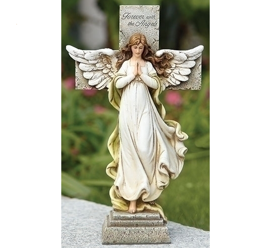 Memorial Angel with Cross Statue