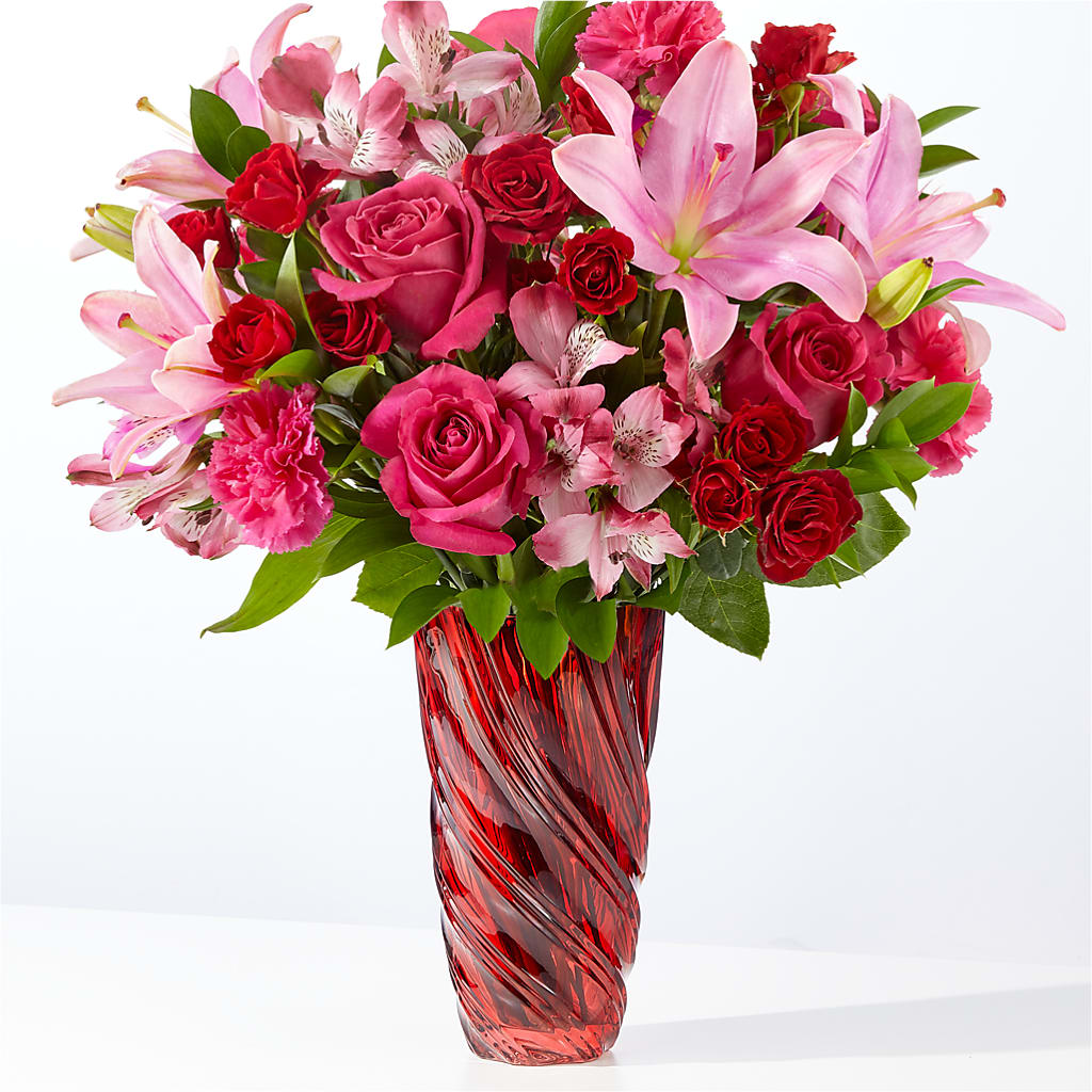 In Love Bouquet with Luxe Swirl Vase – FLOWERS BY DICK & SON INC, Akron OH
