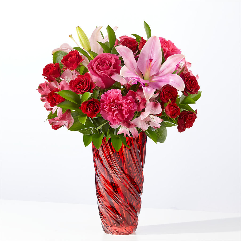 In Love Bouquet with Luxe Swirl Vase – FLOWERS BY DICK & SON INC, Akron OH