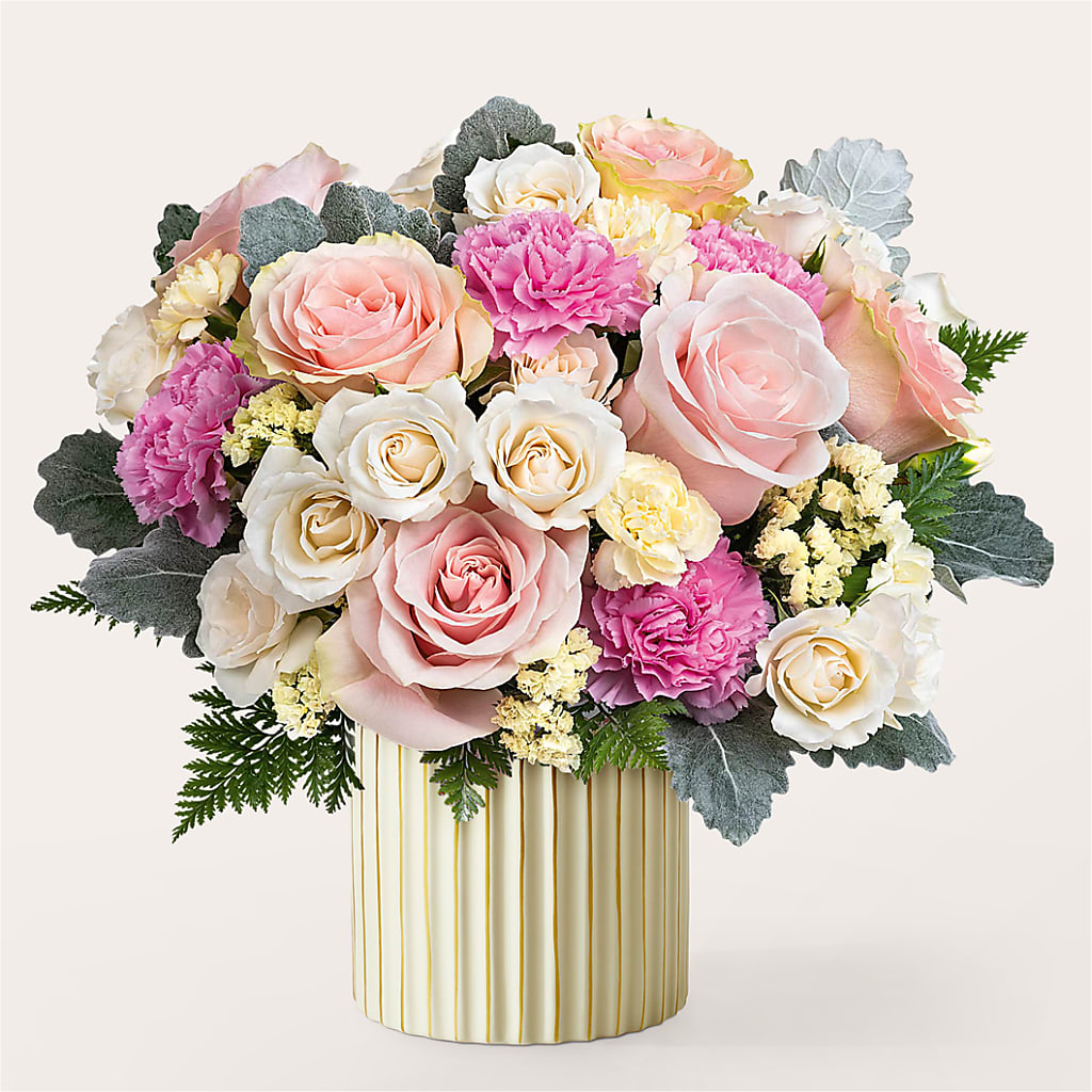 Blissful Moments Bouquet with Ivory Vase – FLOWERS BY DICK & SON INC, Akron OH