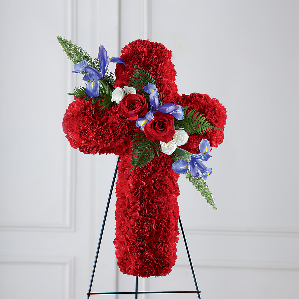 Faithful Hero Floral Cross – FLOWERS BY DICK & SON INC, Akron OH
