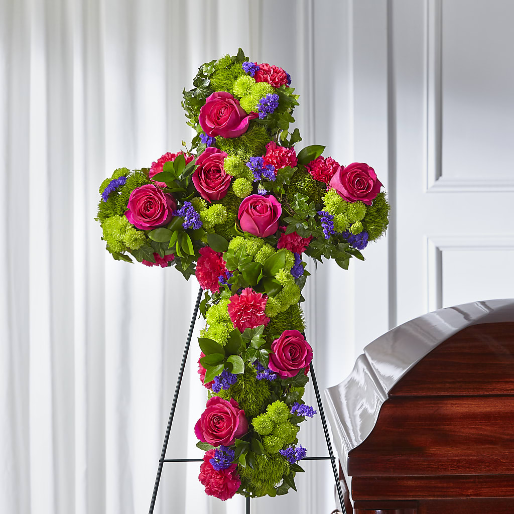 Tribute Rose Floral Cross – FLOWERS BY DICK & SON INC, Akron OH
