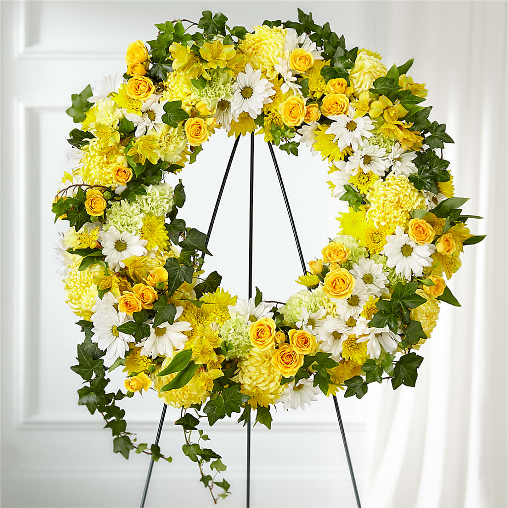 Golden Remembrance Wreath – FLOWERS BY DICK & SON INC, Akron OH