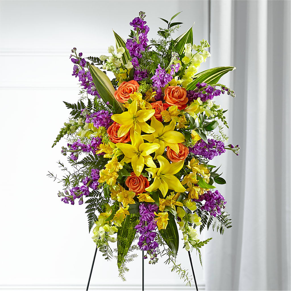Thoughtful Prayers Standing Spray – FLOWERS BY DICK & SON INC, Akron OH