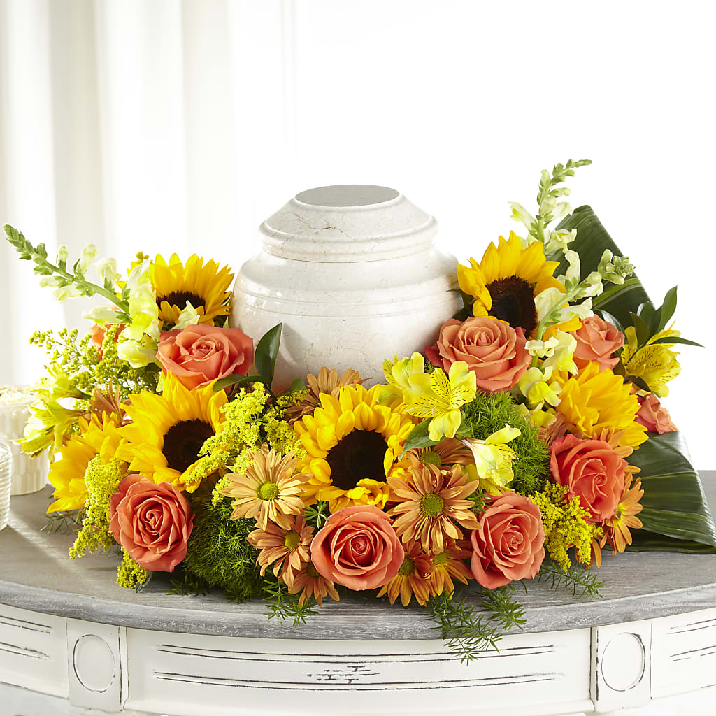Faithful Sunflower Cremation Adornment – FLOWERS BY DICK & SON INC, Akron OH