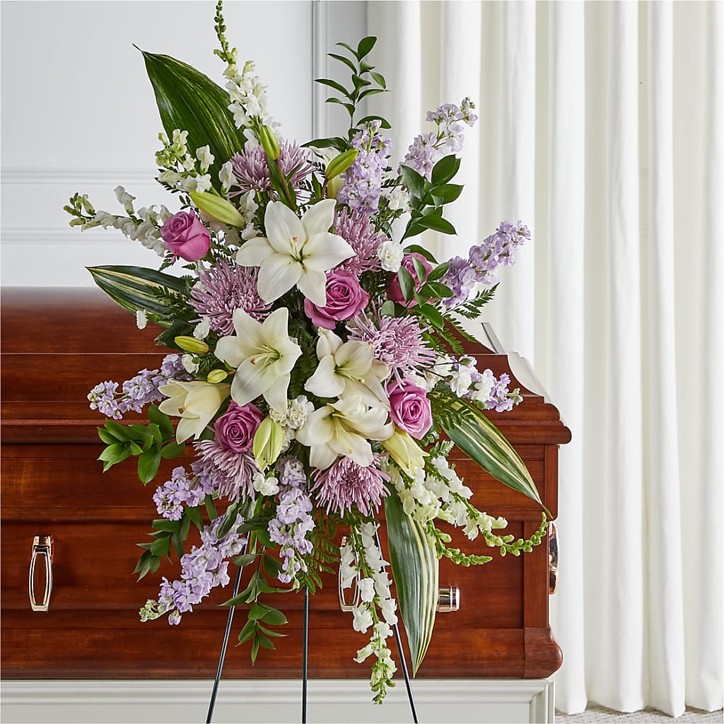 Grateful Hearts Standing Spray – FLOWERS BY DICK & SON INC, Akron OH