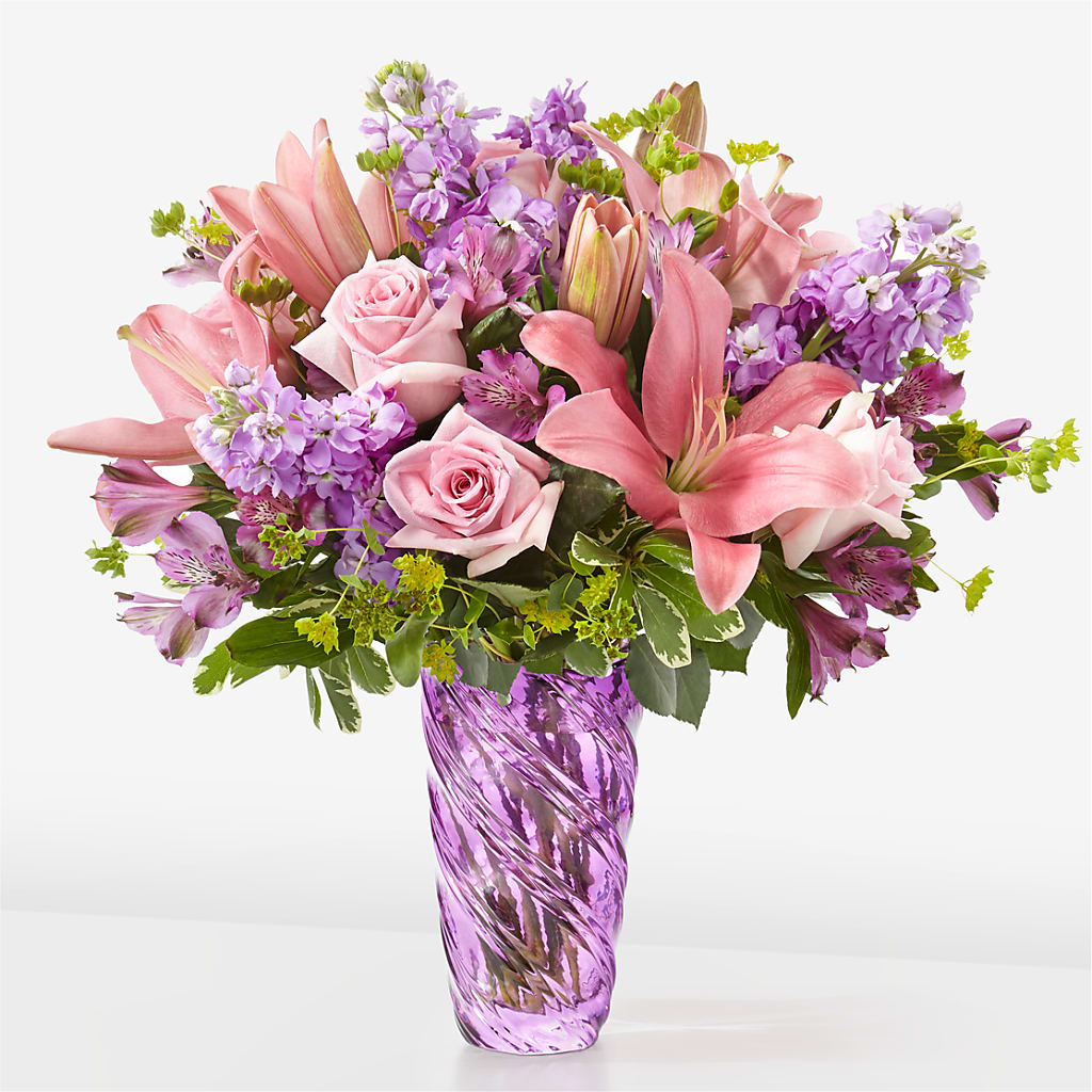 Precious Petals Bouquet with Luxe Swirl Vase – FLOWERS BY DICK & SON INC, Akron OH