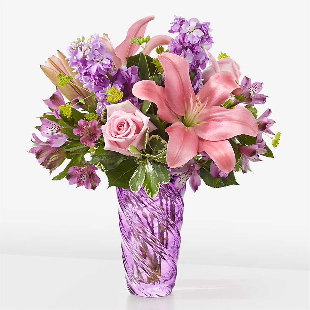 Precious Petals Bouquet with Luxe Swirl Vase – FLOWERS BY DICK & SON INC, Akron OH