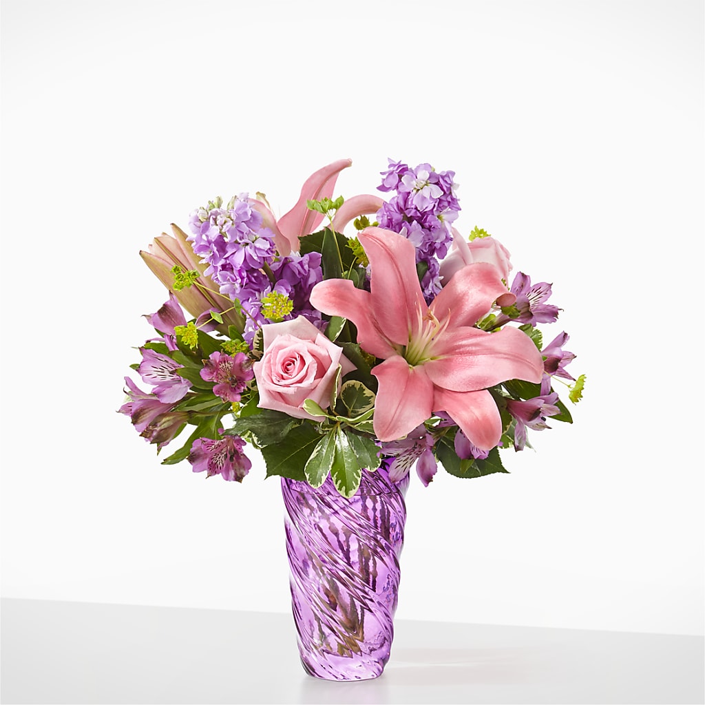Precious Petals Bouquet with Luxe Swirl Vase ā FLOWERS BY DICK & SON INC, Akron OH