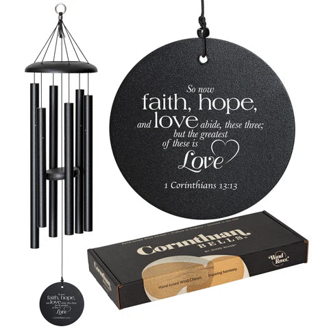 Black Wind River Corinthian Bells Harmonies Windchime - Faith, Hope & Love – FLOWERS BY DICK & SON INC, Akron OH