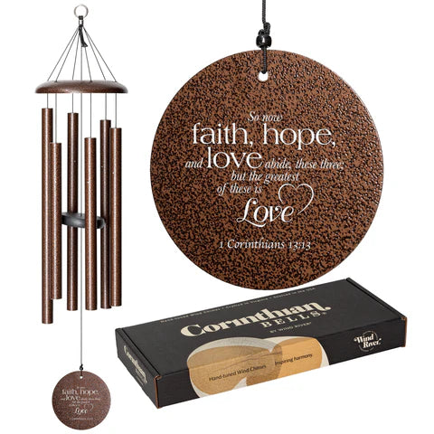 Copper Vein Wind River Corinthian Bells Harmonies Windchime - Faith, Hope & Love