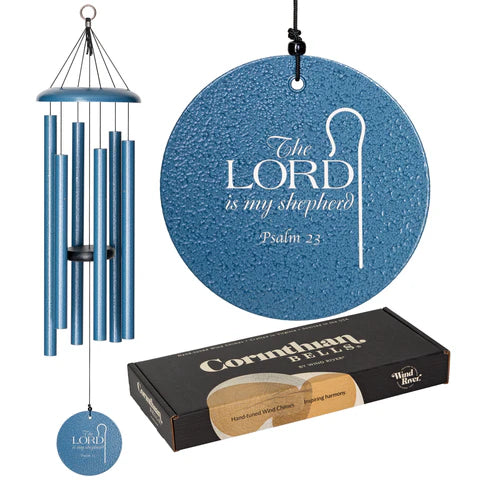 Sky Blue Wind River Corinthian Bells Harmonies Windchime - The Lord Is My Shepherd Psalm 23