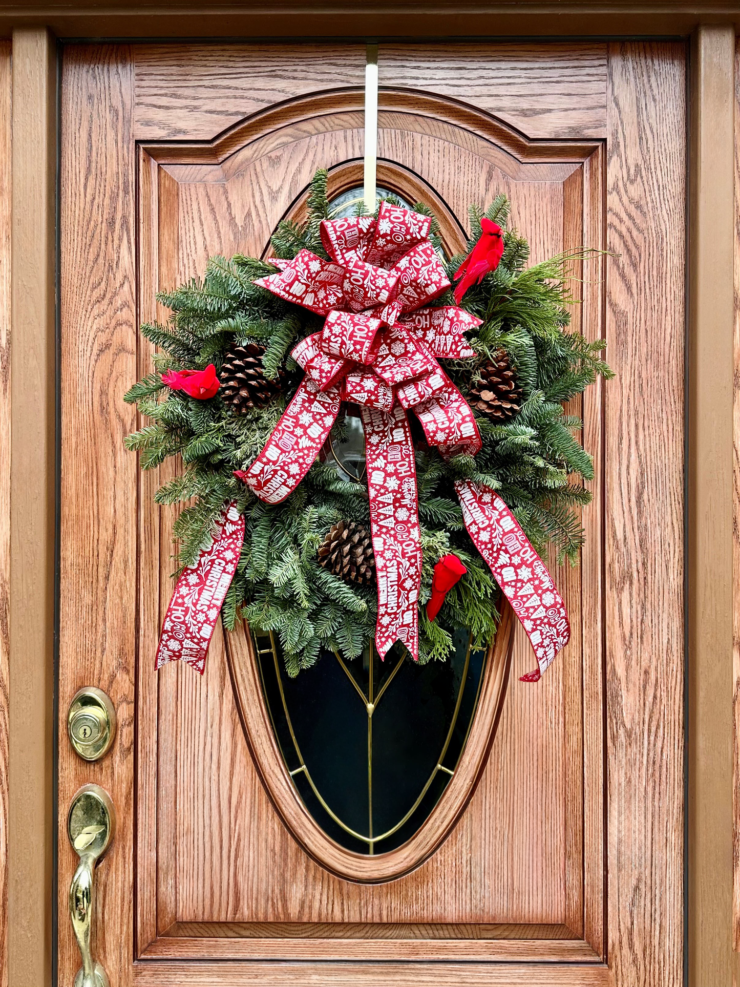 Fresh Mixed Pine Western Wreath with Cardinals