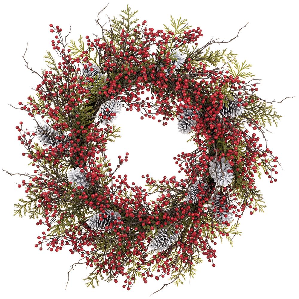 36inch Berry, Pine Cone & Cedar Wreath