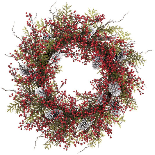 36inch Berry, Pine Cone & Cedar Wreath