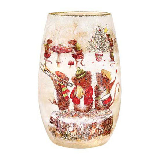 Merry Mice Pre-Lit Small Vase - Musical Band Scene