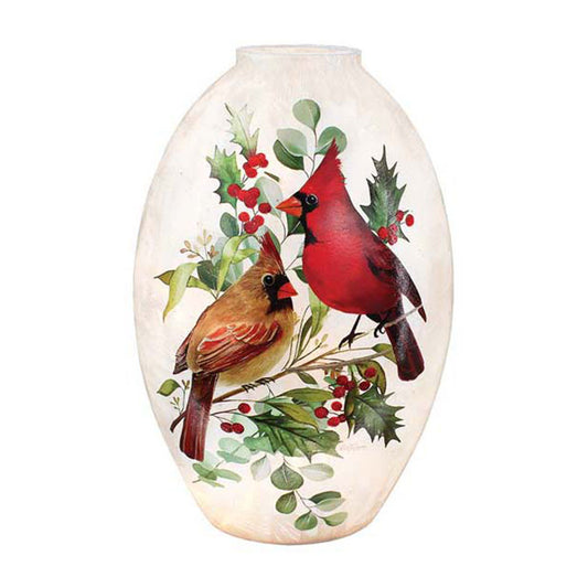 Cardinal Christmas Pre-Lit Glass - Pair of Cardinals on Branch