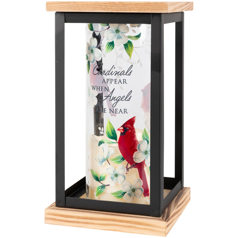 "Cardinals Appear" Framed Cylinder Lantern