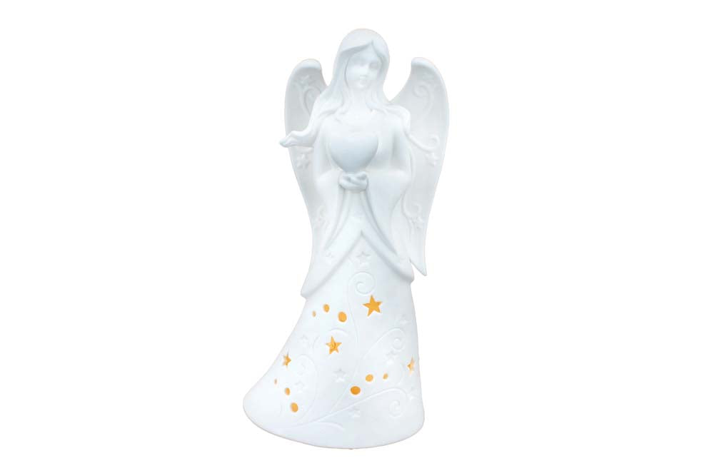 Pre-Lit Ceramic Angel with Stars – FLOWERS BY DICK & SON INC, Akron OH
