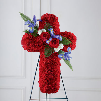 Faithful Hero Floral Cross – FLOWERS BY DICK & SON INC, Akron OH