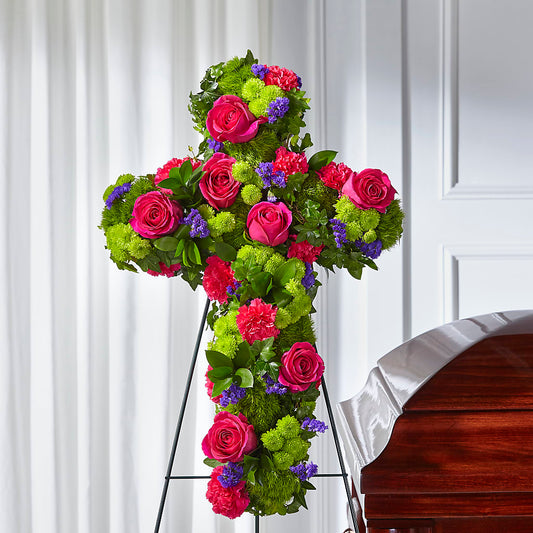 Tribute Rose Floral Cross – FLOWERS BY DICK & SON INC, Akron OH