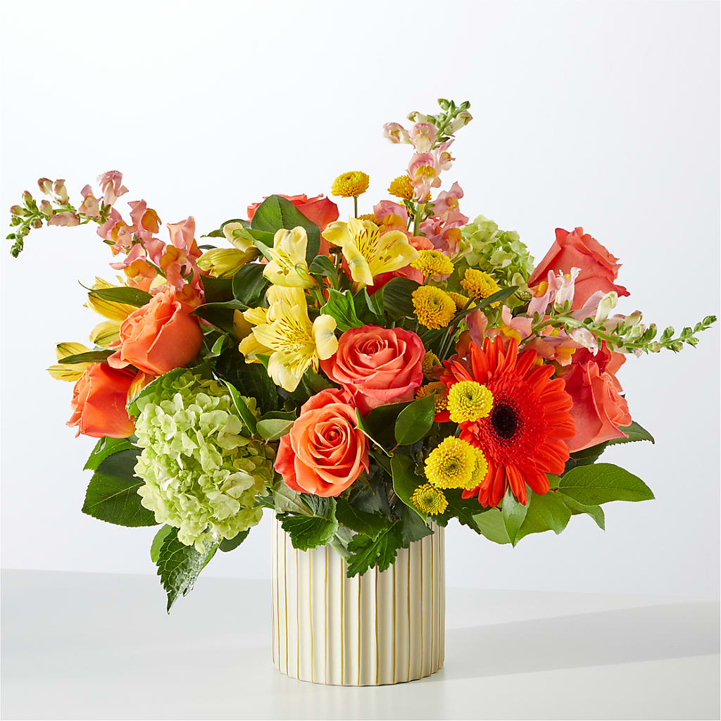 Autumn Sunshine Bouquet with Ivory Vase – FLOWERS BY DICK & SON INC, Akron OH