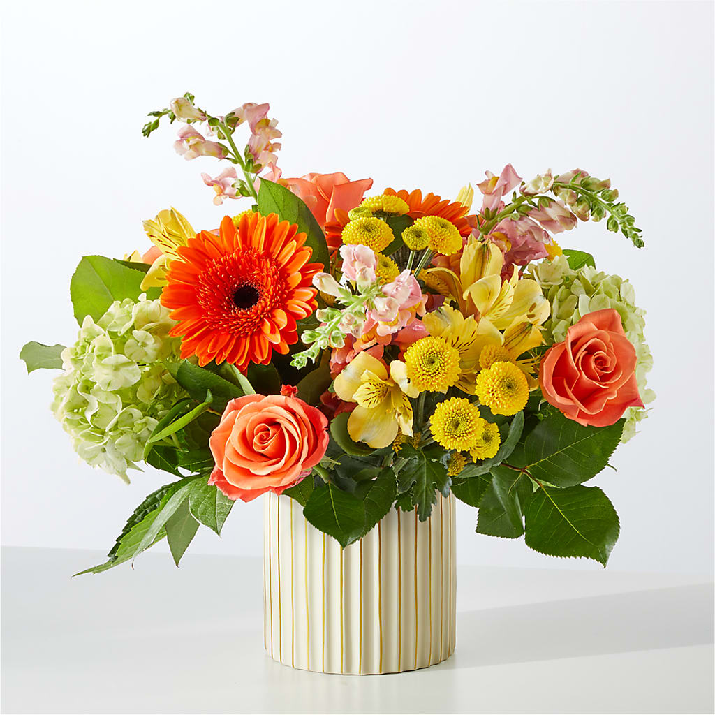 Autumn Sunshine Bouquet with Ivory Vase – FLOWERS BY DICK & SON INC, Akron OH