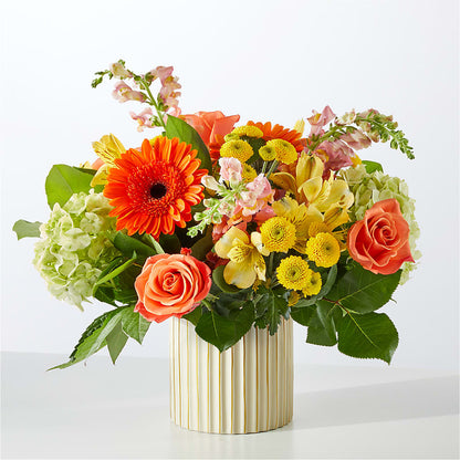 Autumn Sunshine Bouquet with Ivory Vase – FLOWERS BY DICK & SON INC, Akron OH