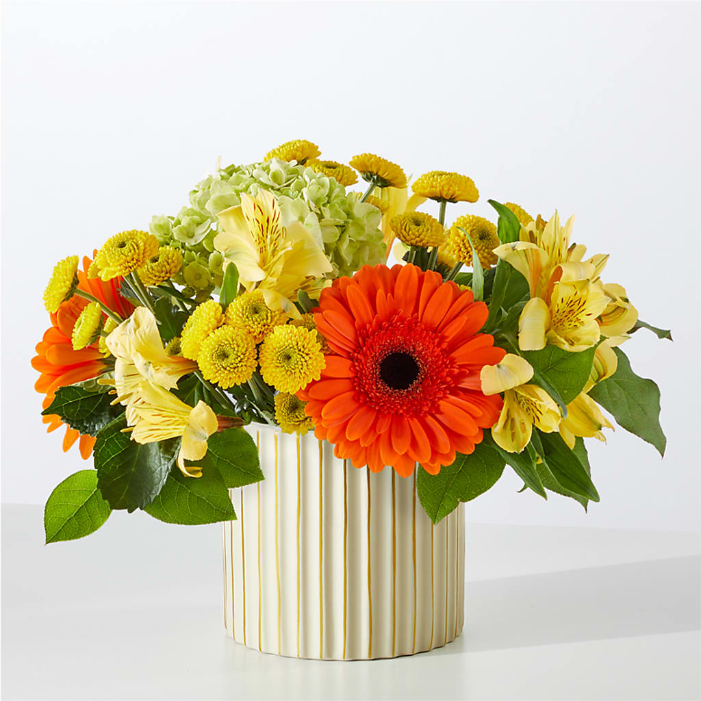 Autumn Sunshine Bouquet with Ivory Vase – FLOWERS BY DICK & SON INC, Akron OH