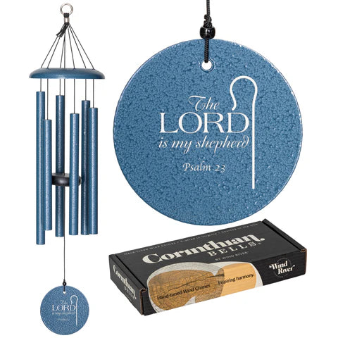 SKY BLUE WIND RIVER CORINTHIAN BELLS HARMONIES WINDCHIME - THE LORD IS MY SHEPHERD PSALM 23